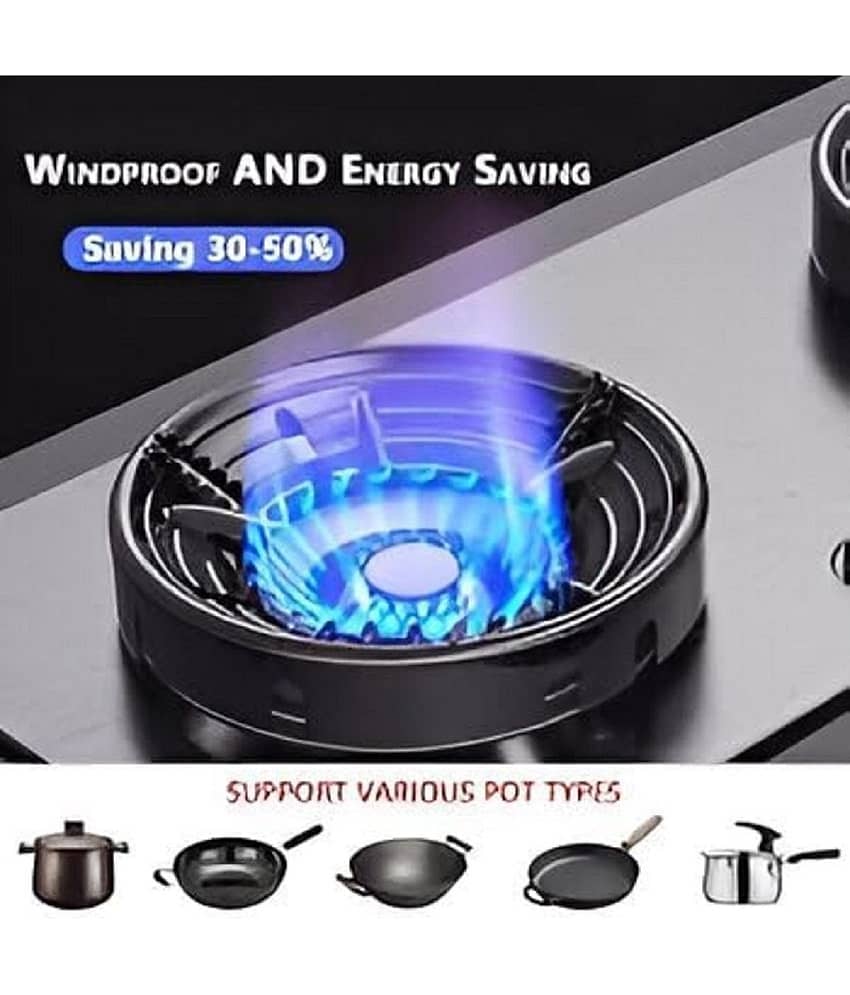 Ramdev Enterprise Black Gas Saver Burner Stand Gas Chula Burner Gas Saver Stand Jali Ring Fire & Windproof Energy Saving, Gas Chula Support Stand 4 Legs Supported For Indian Gas 0.7mm. view 2