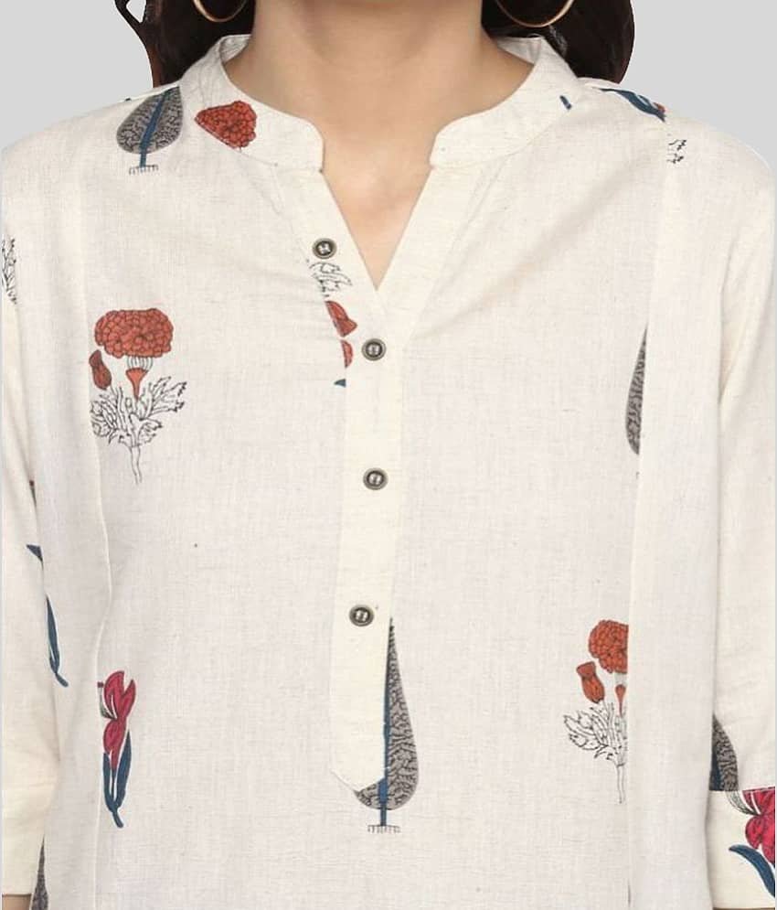 Divena - Off White Silk Blend Women's Straight Kurti view 2