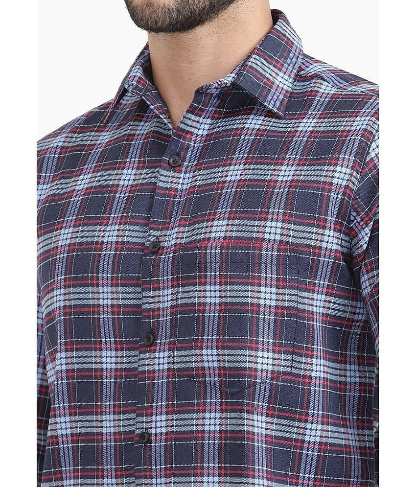 TrendiVastra Cotton Blend Slim Fit Checks Full Sleeves Men's Casual Shirt - Multicolor ( Pack of 1 ) view 2