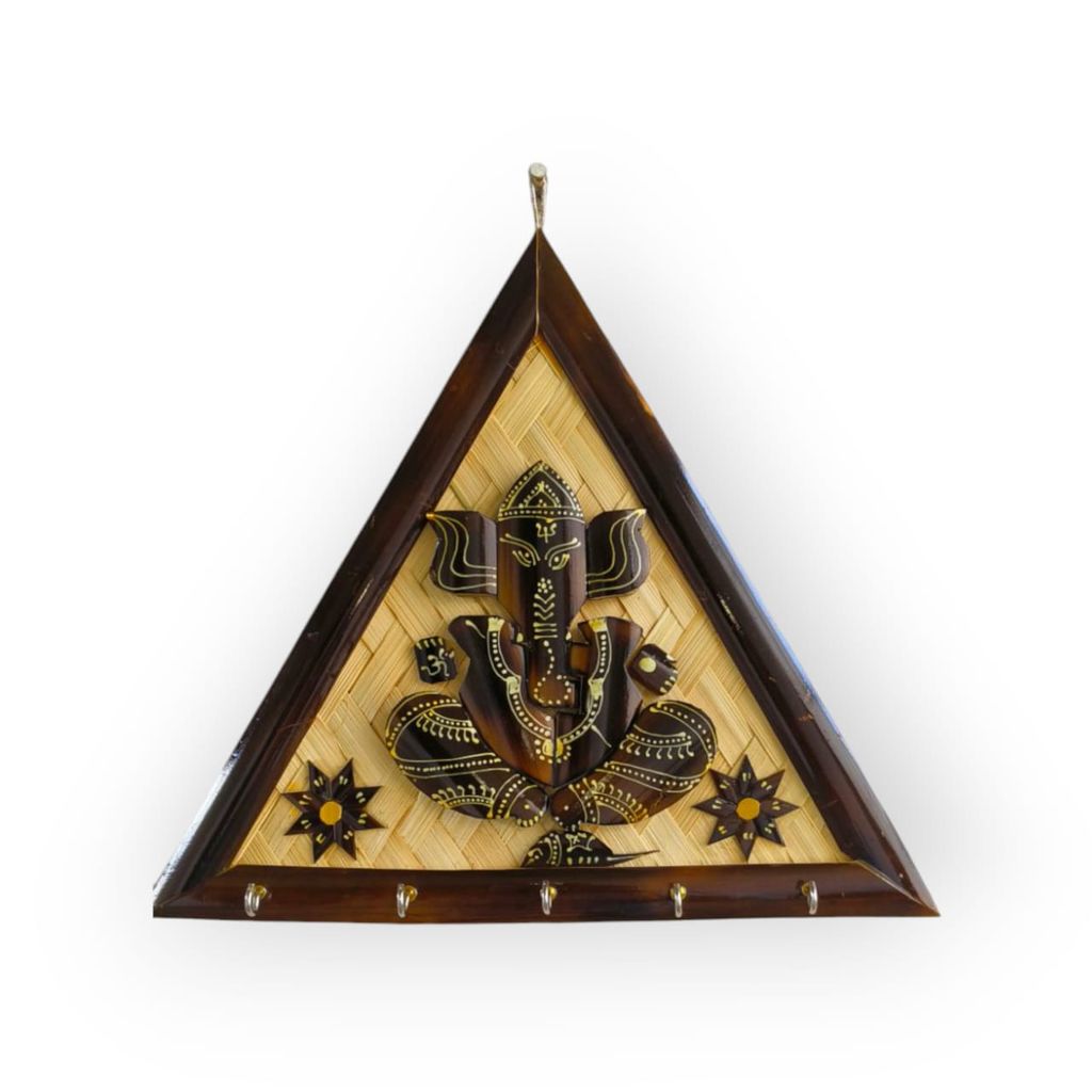 Bamboo Lord Ganesha Wall Hanging with Key Holder view 2