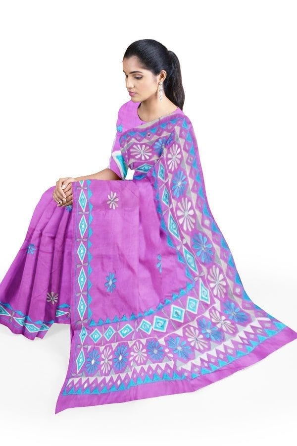 Pink Pure Silk Designer Embroidered Saree view 2