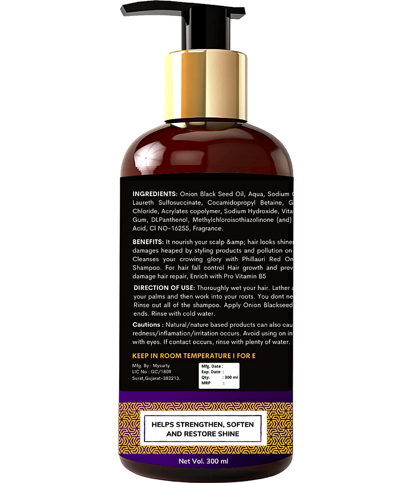 Phillauri Red Onion Black Seed Oil Strong, Smooth and Silky, Anti Dandruff Shampoo (300 ml) view 2