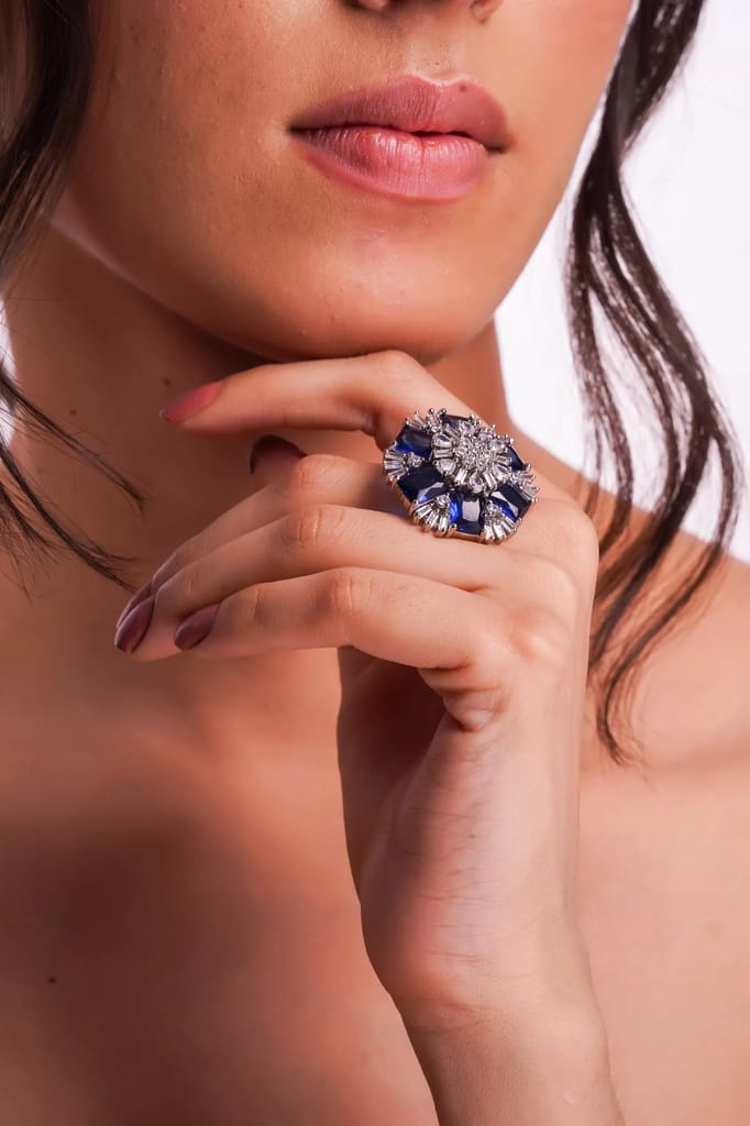 Blue Blossom Cubic Zirconia Ring view 2