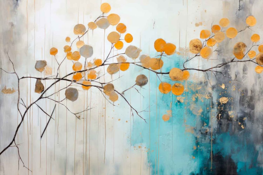 RAIN-SOAKED FLOWER PAINTING 24in X 16in WITH BLACK FRAME view 2