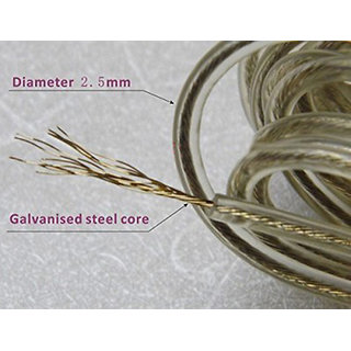 Right Traders Steel Clothline Rope, PVC Coated 20 Meter Long With 2 Plastic Hooks view 2