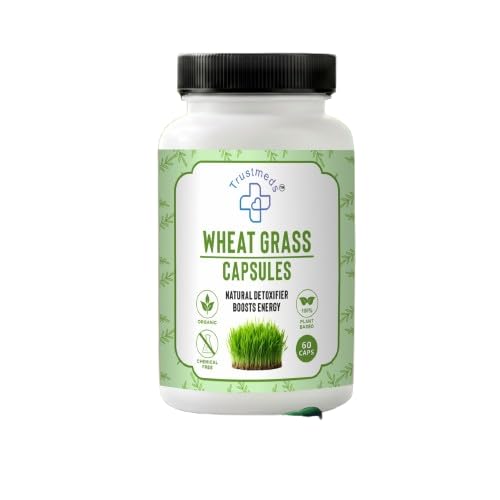 Trustmeds Wheat Grass Capsules, Natural Detoxifier, Boosts Energy, Organic Plant Based, Chemical Free, 60 Capsules | Pack of 17