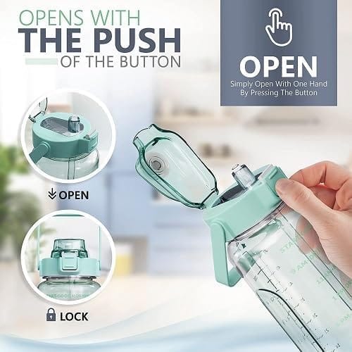 3-in-1 Motivational Water Bottle Combo Set (2000ML, 1000ML, 500ML) | Leakproof BPA-Free Bottles with Time Marker, Straw & Sipper | Gym, Office, Travel, Sports Bottles (Transparent, Durable) view 2