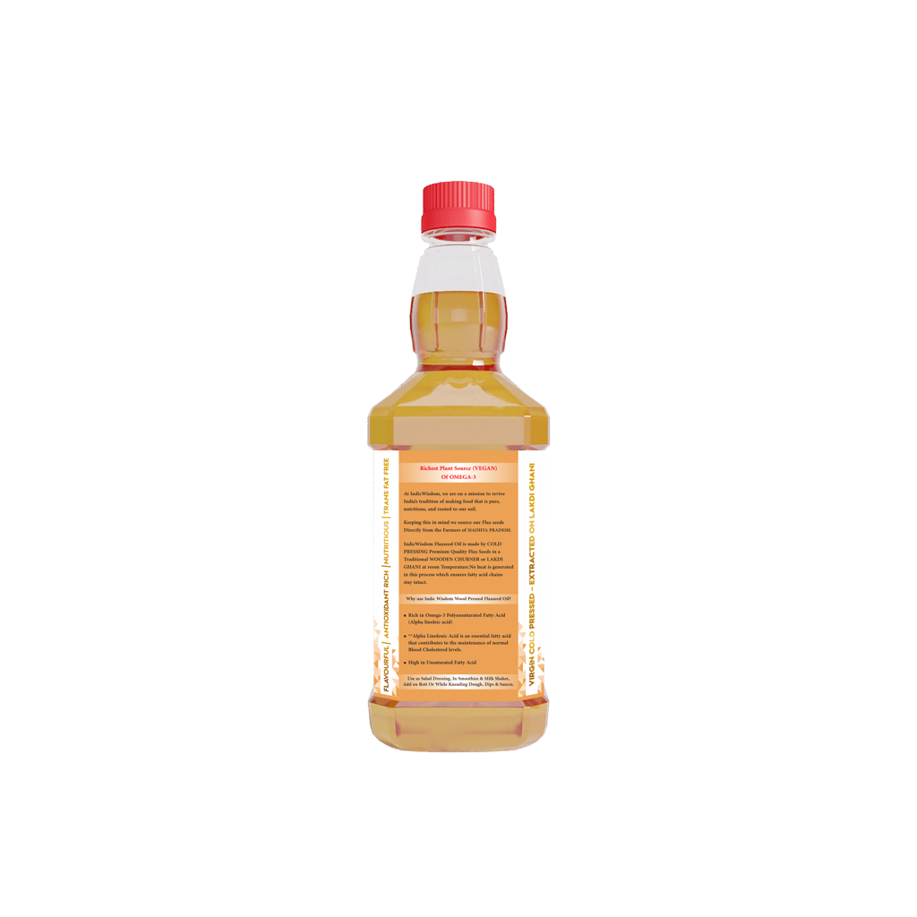 IndicWisdom Wood Pressed Flaxseed Oil 500 ml (Cold Pressed Flaxseed Oil - Extracted on Wooden Churner) view 2