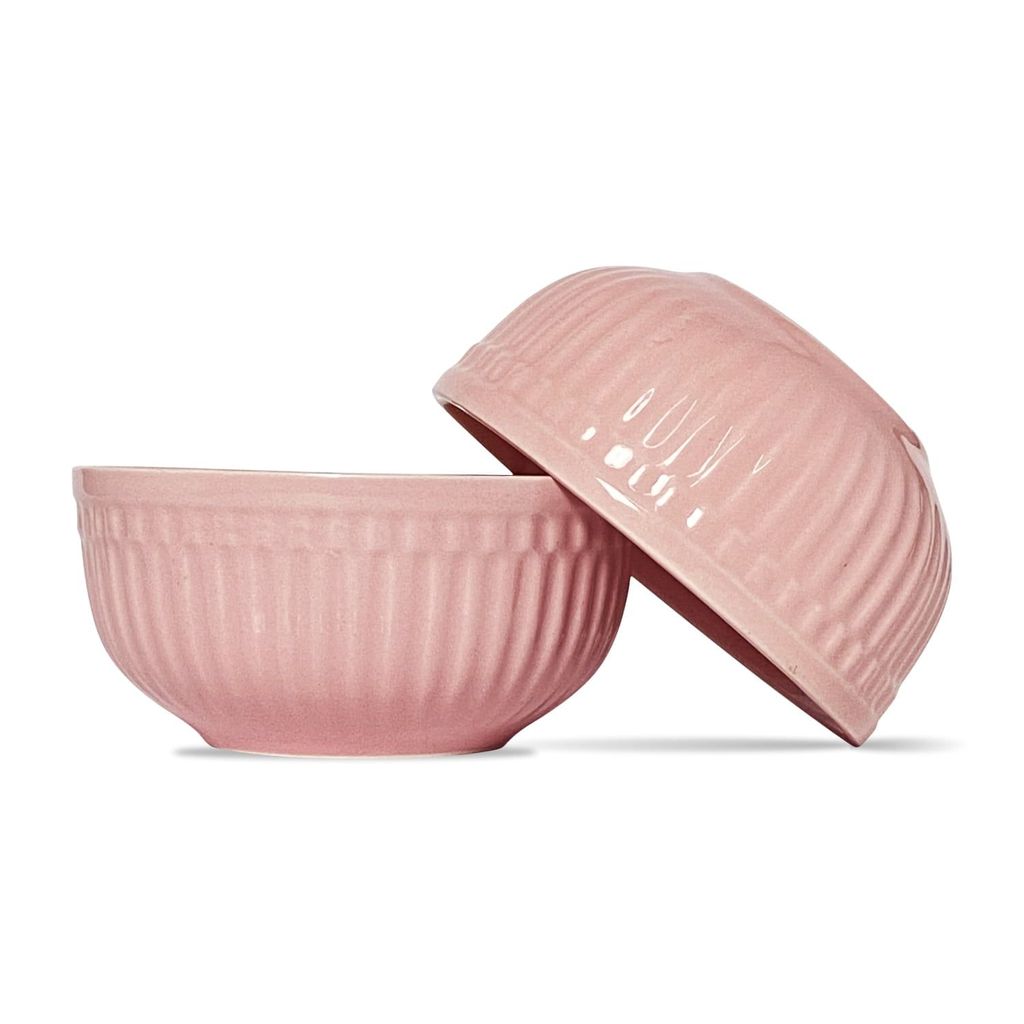 Ceramic Dining Pink Linear Shaped Ceramic Soup/Cereal Bowls- Set of 2 view 2