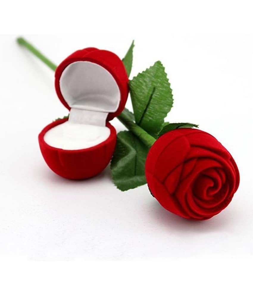 Silver Plated Adjustable Couple Rings Set for lovers Ring with 1 Piece Red Rose Gift Box for Men and Women view 2