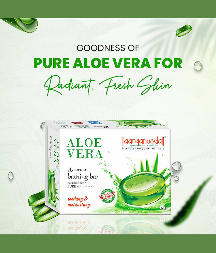 Aaryanveda Moisturizing Aloe Vera Glycerine Bathing Bar for All Skin Type ( Pack of 10 ) view 2
