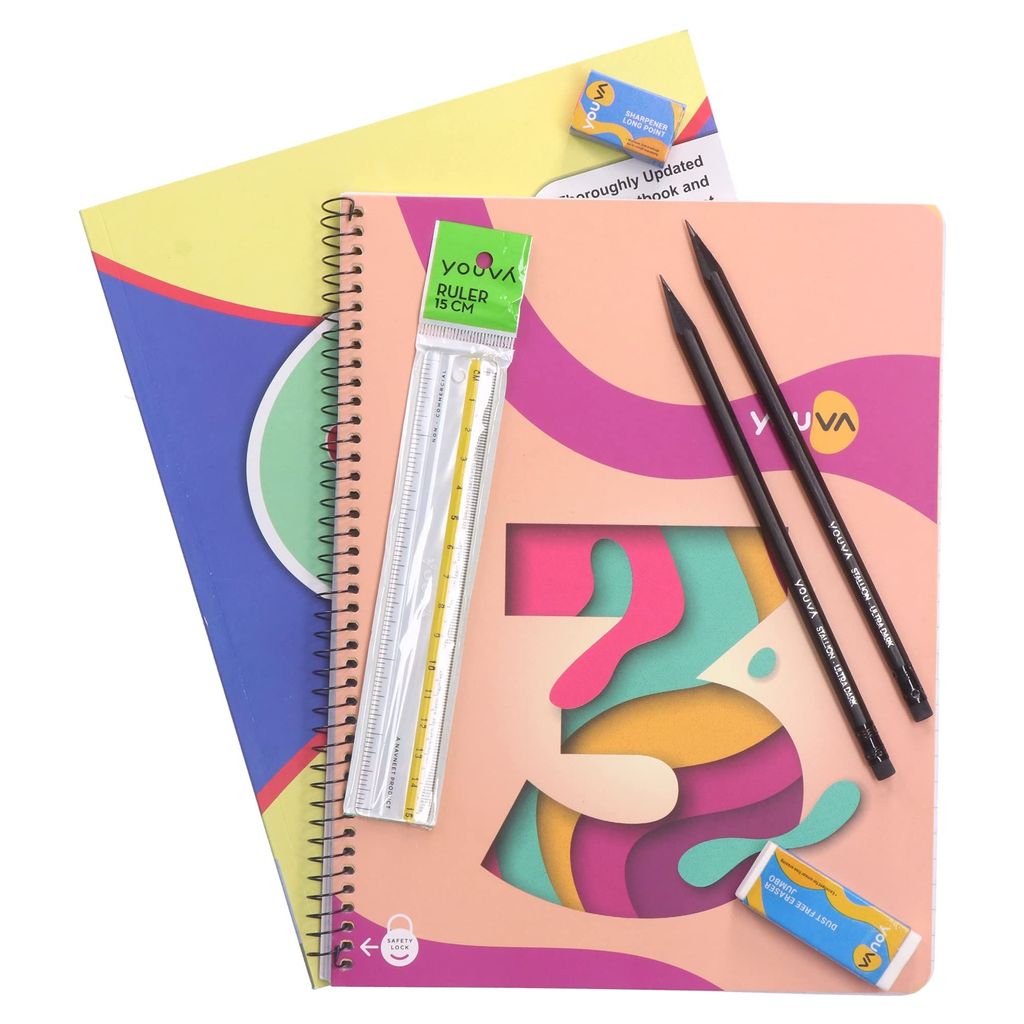 Navneet Youva Happiness Combo Geography Study Kit 2 (1 Digest + 3 Subject Book + 2 Pencils + Sharpner + Eraser + Scale), (23911) view 2