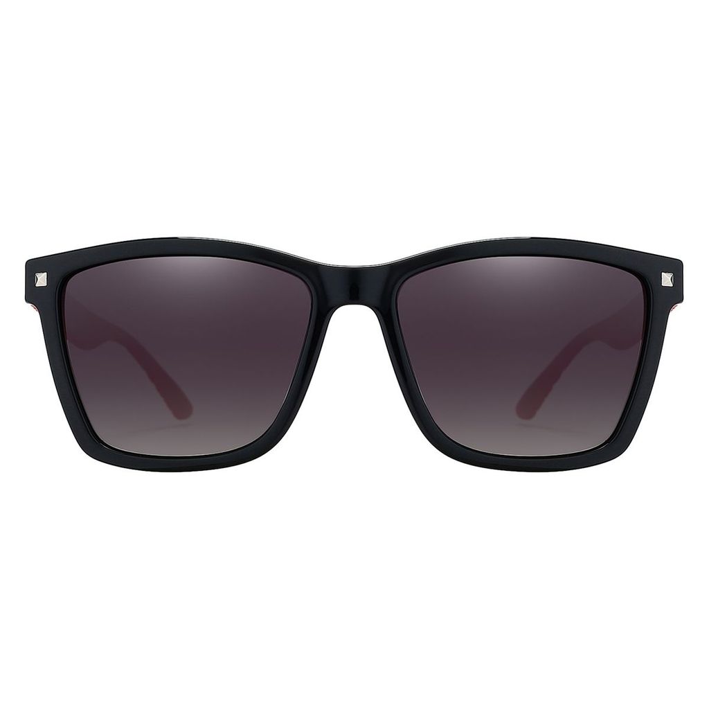 PARIM Polarized Unisex Rectangular::Wayfarer Sunglasses Black::Red Frame / Grey Lenses | SKU 1287 B1 view 2