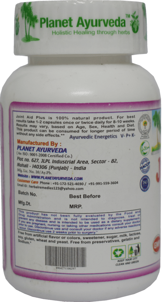Planet Ayurveda Joint Aid Plus - 60 Veg Capsules - 500 mg view 2