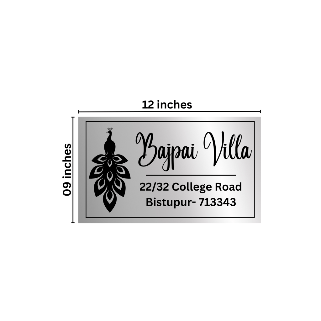 Elegant Personalization: Customized Metallic Silver Name Plate for Your Home view 2