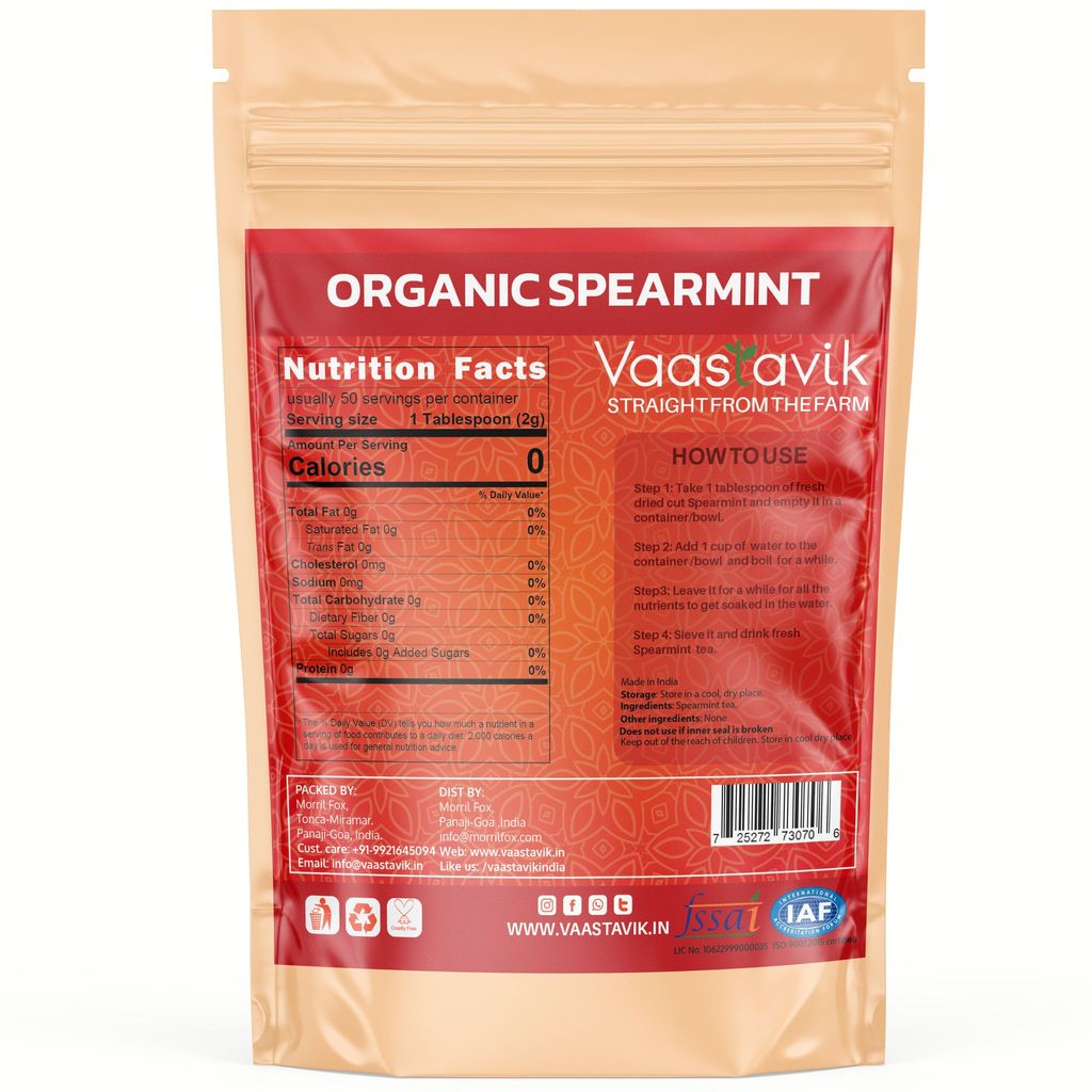 Vaastavik Spearmint Tea Dried Cut Herb Mentha Spicata 100gm view 2