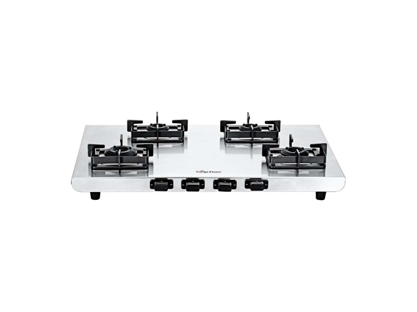 Surya Flame Volt 4-Burner Gas Stove, Professional 1.2 mm Matte SS Body, 1 Jumbo Coated Brass Burner, Metal Knobs, 5 Years Warranty view 2