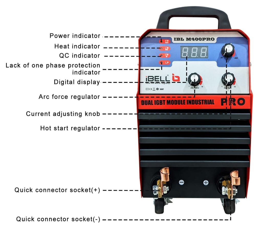 iBELL M400PRO 400A Inverter ARC Welding Machine | Heavy Duty Workshop & Industrial 3-Phase IGBT Welder | Adjustable Hot Start, Anti-Stick, Arc Force | 1-5mm Electrodes | 440V view 2