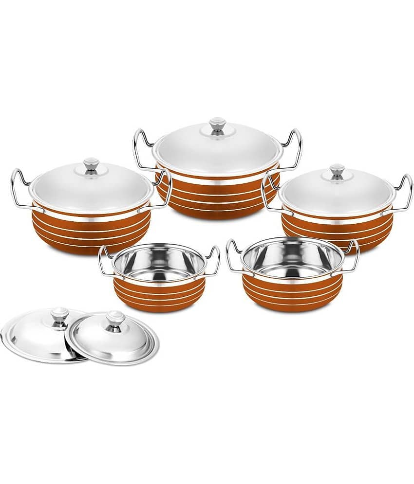 Classic Essentials - Biryani Handi (set of 5) Copper Serving Handi ( Set of 5 )