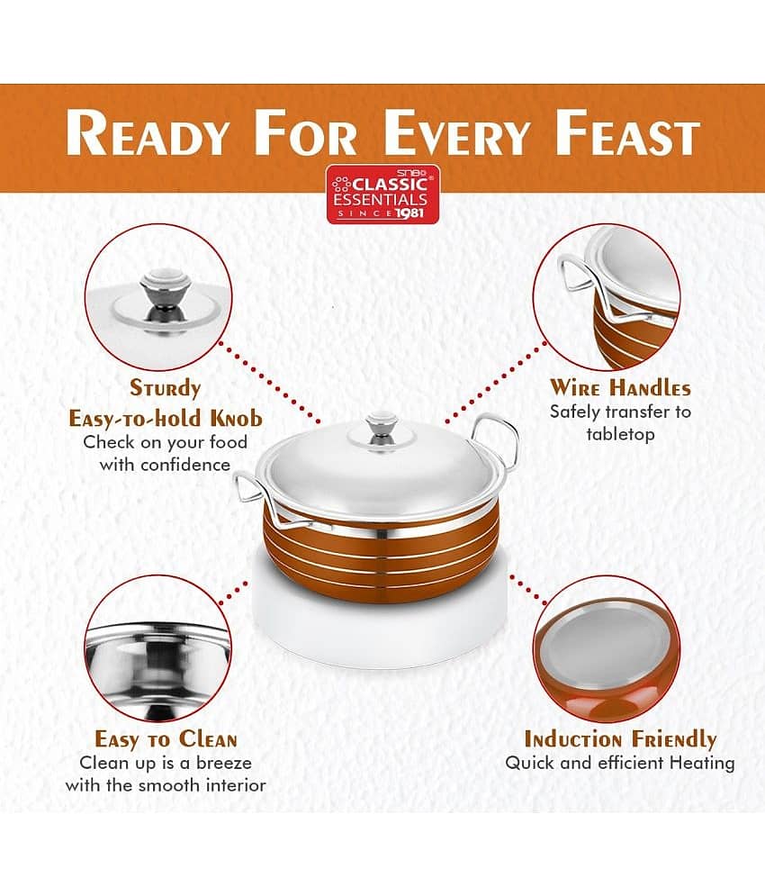 Classic Essentials - Biryani Handi (set of 5) Copper Serving Handi ( Set of 5 ) view 2
