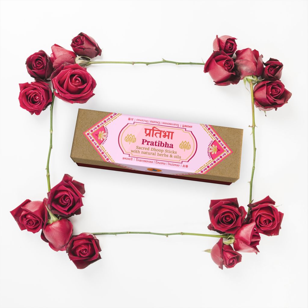 Indian Room’s Hand-Rolled Rose Dhoop "Pratibha" | Finest Rose Petals & Herbal Extracts | Charcoal-Free | for Pooja, Havan, Yoga, Spa & Aromatherapy view 2