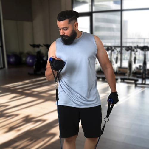 Men's Gym Sleeveless T-Shirt Grey - Drifit, Quick Dry Sports Tank Top, Sando Vest view 2