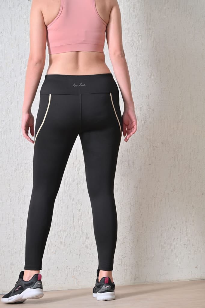 Body Smith Women’s Solid Blue High Waist Active Sports Tights with Side Pocket | Stretchable Gym Leggings for Yoga, Running & Workout | Comfortable & Stylish Fitness Wear view 2