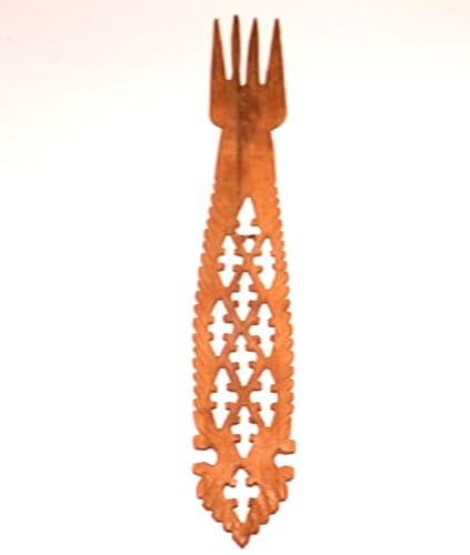 Hand-Carved Wooden Decorative Spoon and Fork Set view 2