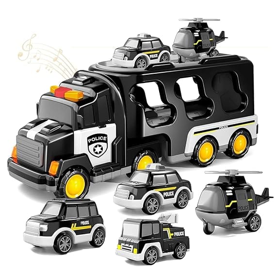 Kidology 5-in-1 Police Carrier Truck Toy for Kids 3-7 Years | LED Lights & Siren Sound view 2