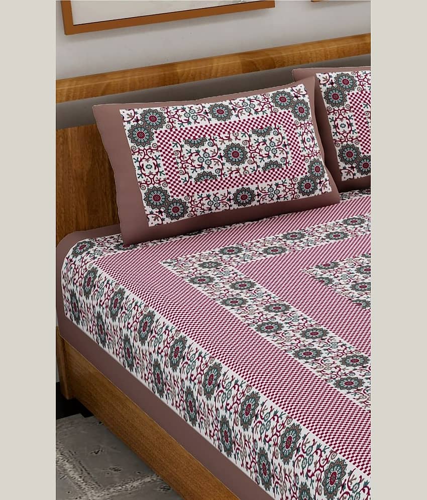 HOME Cotton Double Bedsheet ( Brown ) view 2