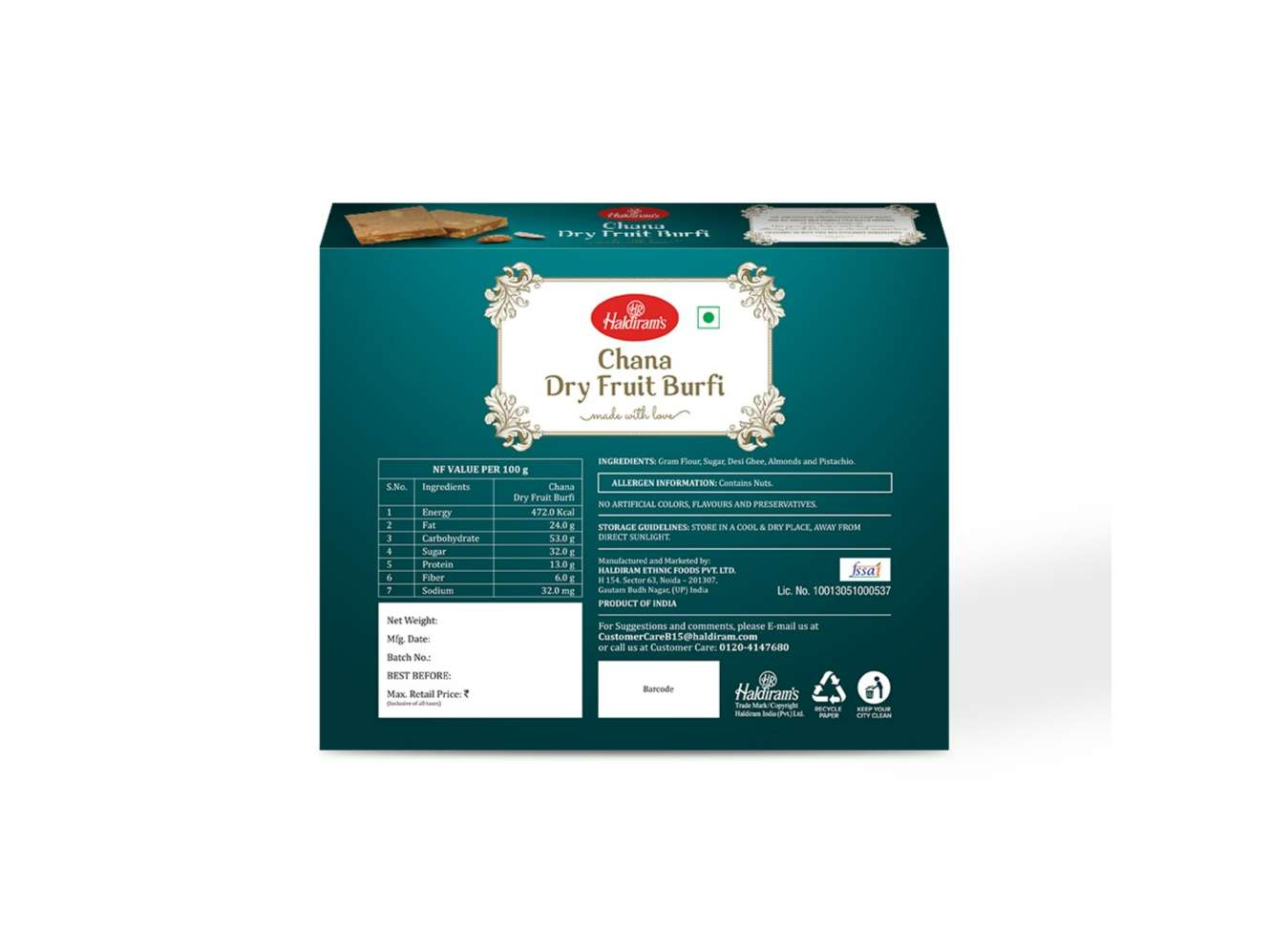Haldiram's Chana Dry Fruit Burfi - 400 Gm view 2