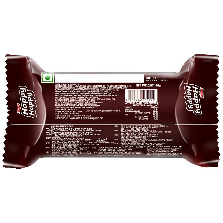 Parle Happy Happy Choco-Chip Cookies, 40 gm Pouch view 2