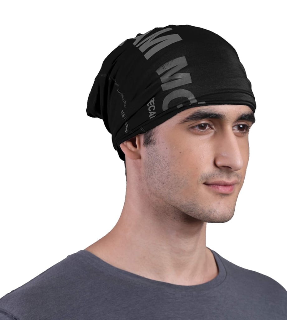 FREECULTR Unisex Bamboo Bandana, Anti Microbial Super Soft & Comfort Fit, Breathable Multipurpose Headband, Face Mask for Dust Protection and Sun - Printed Pack of 3-Black,Charcoal,White view 2