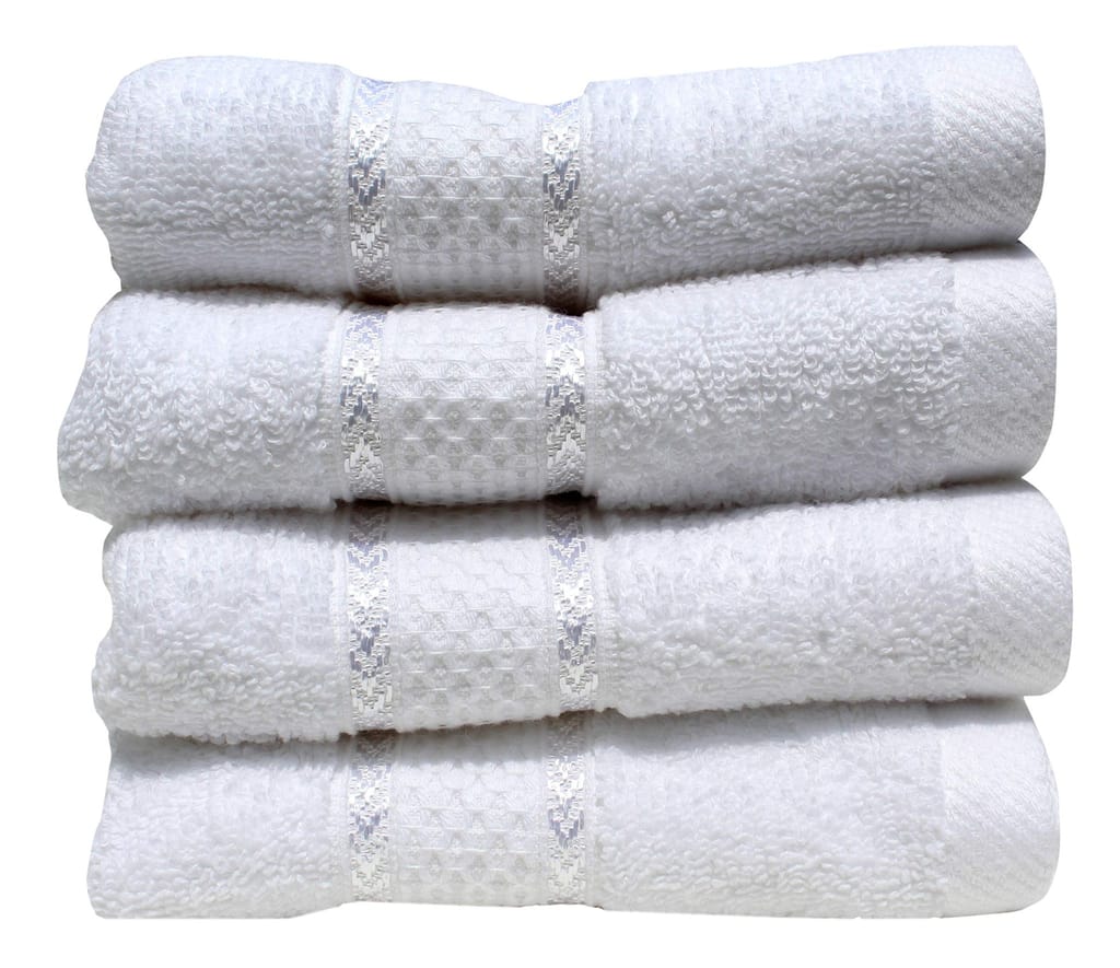 Mandhania Premium Cotton Hand Towels for Home, Hotel & Spa, Super Absorbent & Soft, Antibacterial 550 GSM White Cotton Hand Towels Pack of 4 view 2