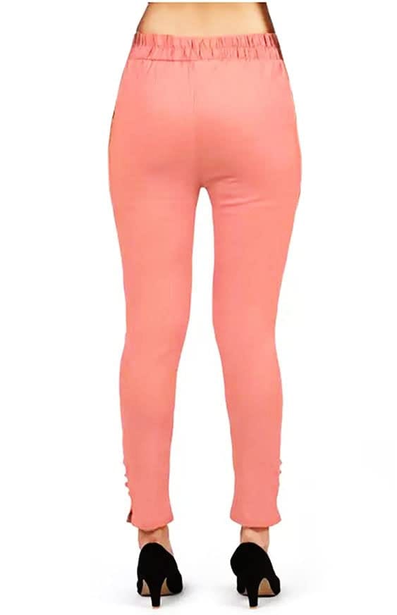 Cron Women's Straight Fit Ankle Length, Slim fit Cigarette Pants with an Elasticated Waist Band (30, Dark Peach) view 2