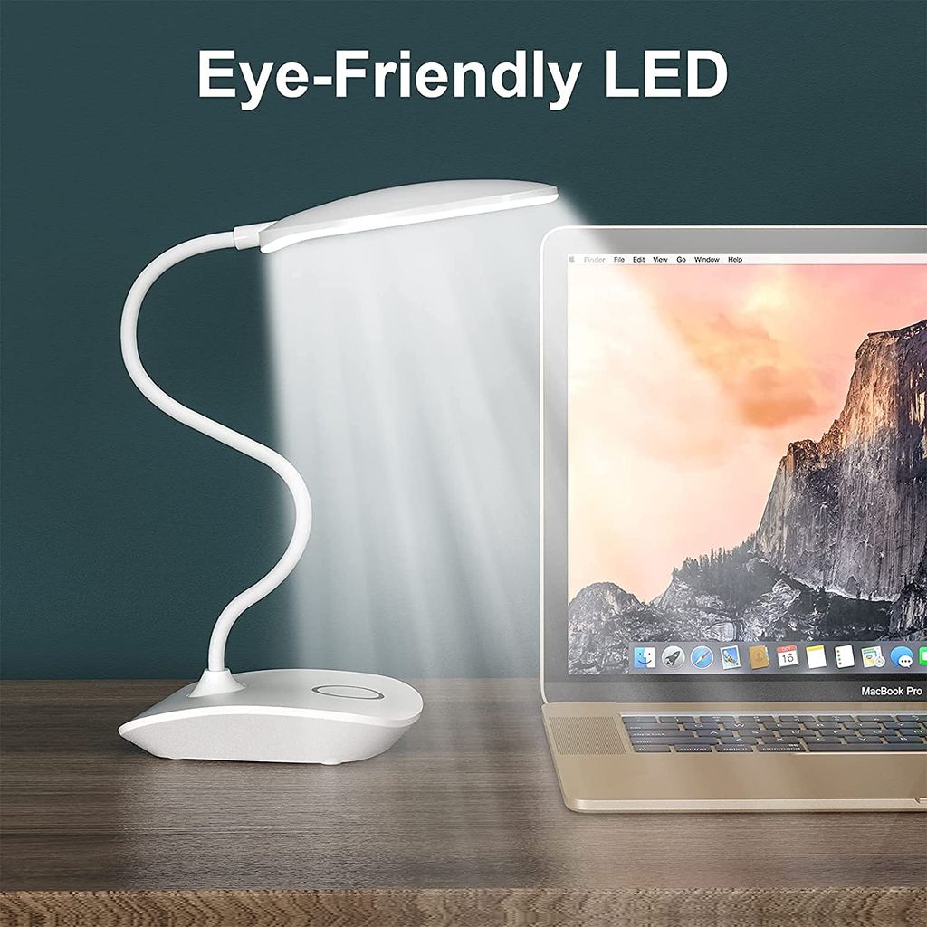SPARKWORLD Rechargeable Battery-Operated 3-Level Dimmable Gooseneck LED Desk Lamp Portable Study & Reading Light for Home Office | Colour: Study Lamp view 2