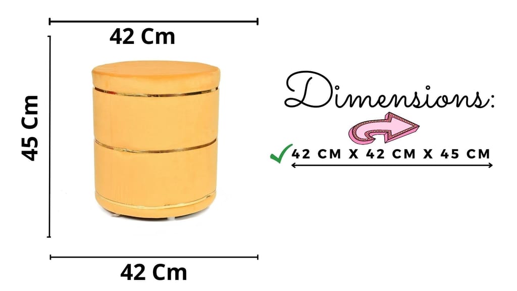 ShadowKart Pouffes Sitting Stool for Living Room, Wooden Mudda Ottoman Stools, Pouffe Footstool, Pouf for Office Home Decoration & Dressing Table, 16x16x18 Inch (MangoGold) view 2
