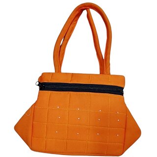 Orange Premium Fabric Handmade Handbag For Women view 2