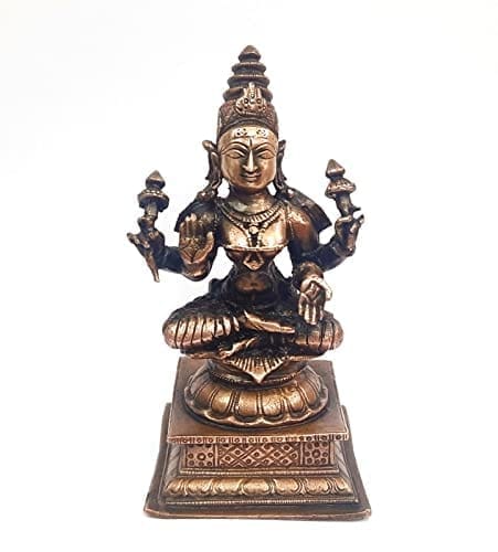 Searchers Paradise - Copper Idols Lakshmi ,4 inches, Copper Handmade 430 Grams, Patina Antique Finish, Pack of 1 Piece view 2