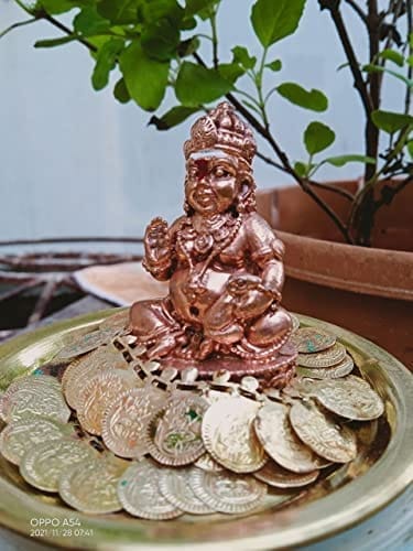 Searchers Paradise - Copper Idols Kuberar,2.5 inches, Copper Handmade 220 Grams, Patina Antique Finish, Pack of 1 Piece view 2