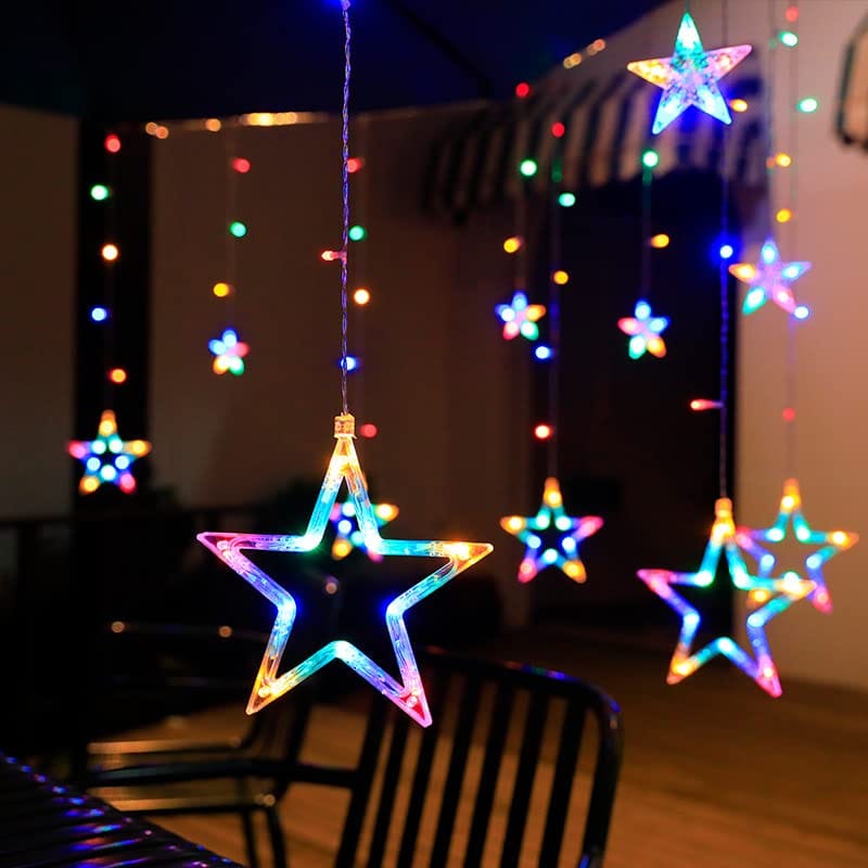GLOWSERIE Color-Changing LED Star Garland Light Set with Vertical Hanging Strings for Backdrop, Birthday & Christmas Decor view 2