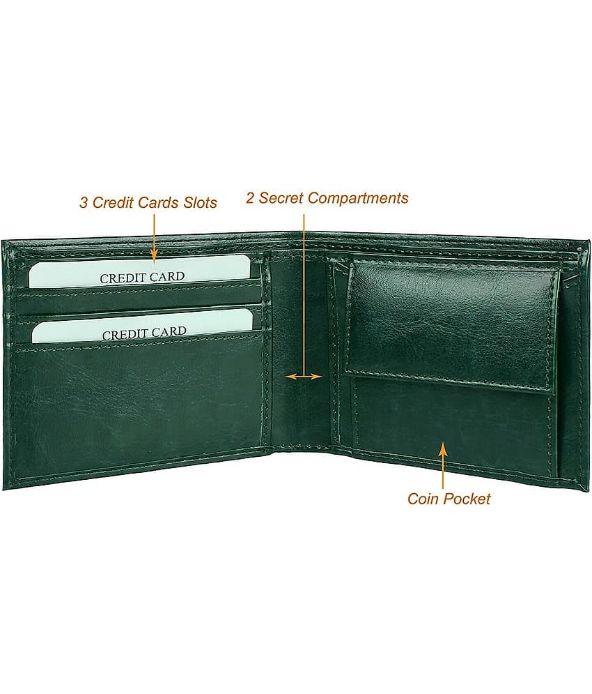 HRFSTAR PU Solid Men's Regular Wallet With 3 Slots For Card ( Green , Pack of 1 ) view 2