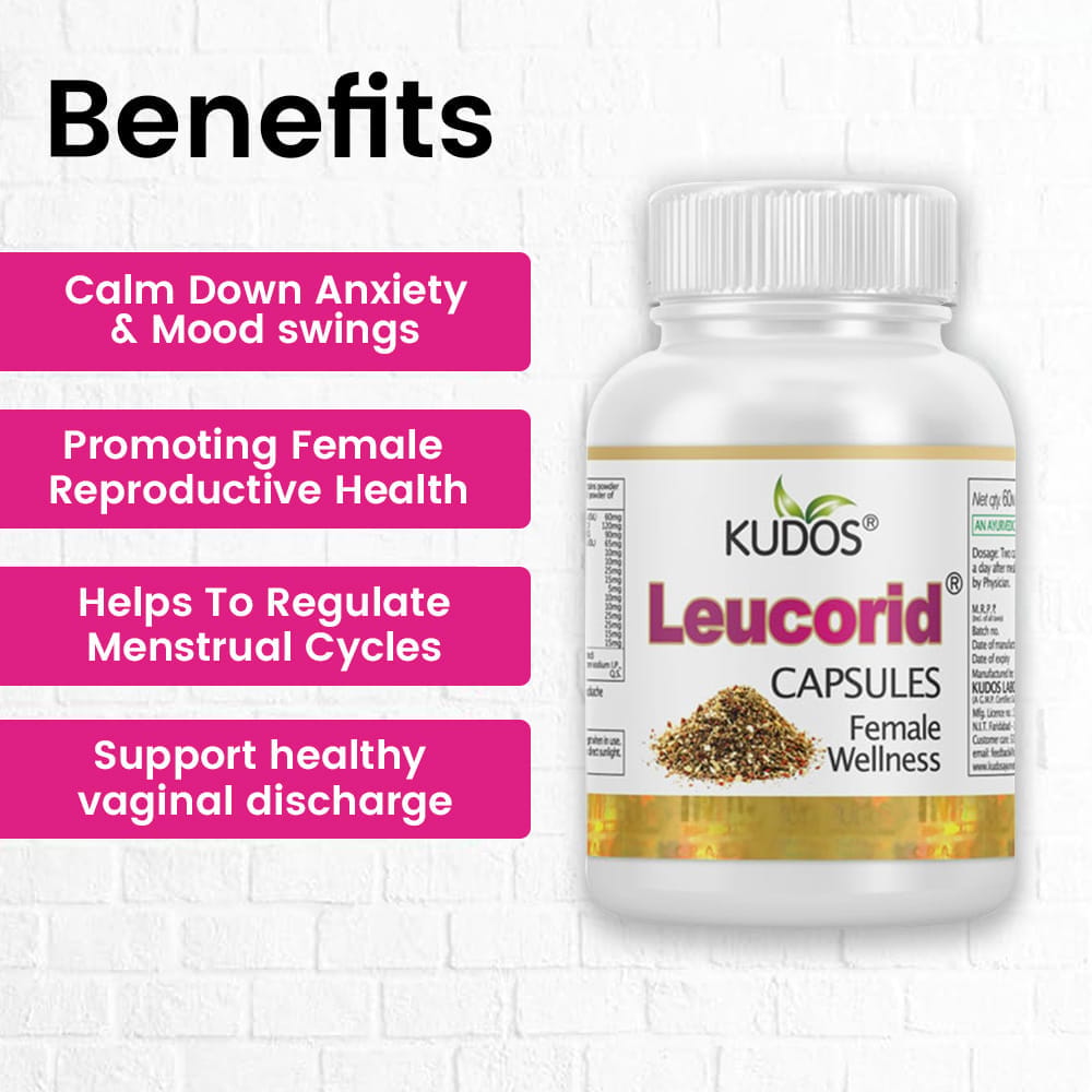 Kudos Leucorid Capsules| Female Wellness |60 Caps view 2