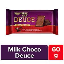 Britannia Pure Magic Deuce Biscuits - Milk Choco, Rich Chocolate Taste, Indulgent Snack, 60 G