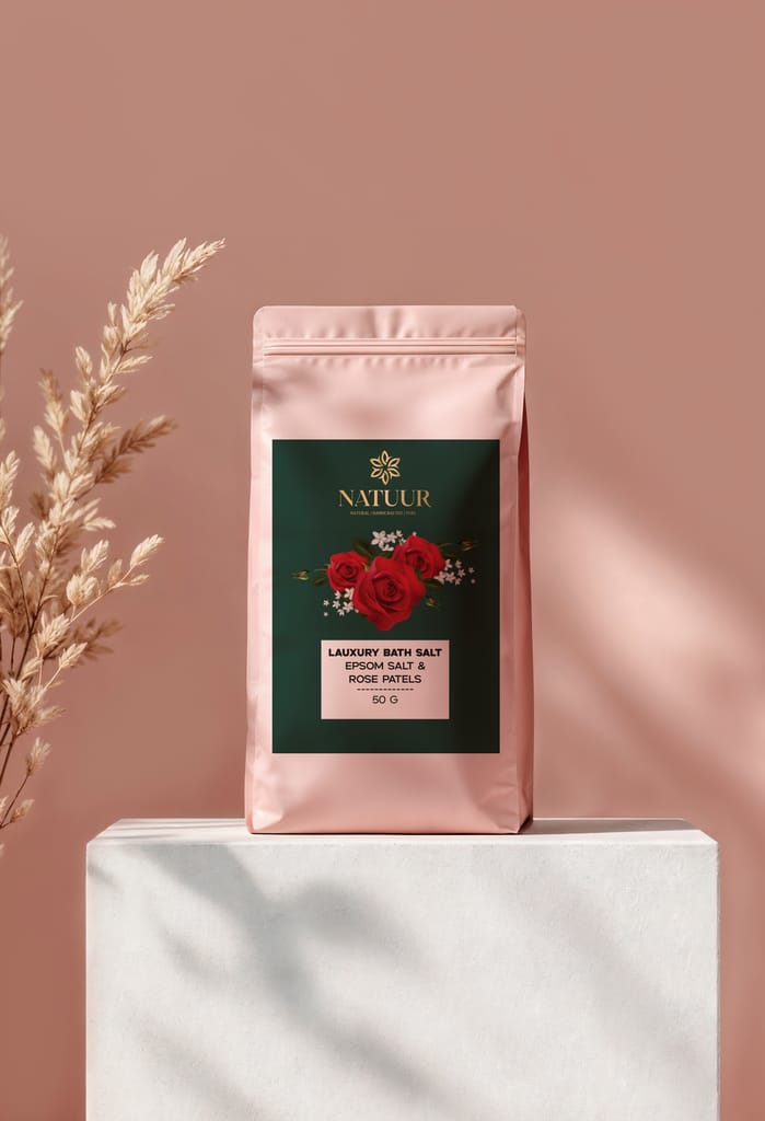 Natuur Relaxing Bath Salts Rose petals and Himalayan Salt Soak. Relax. Restore. view 2