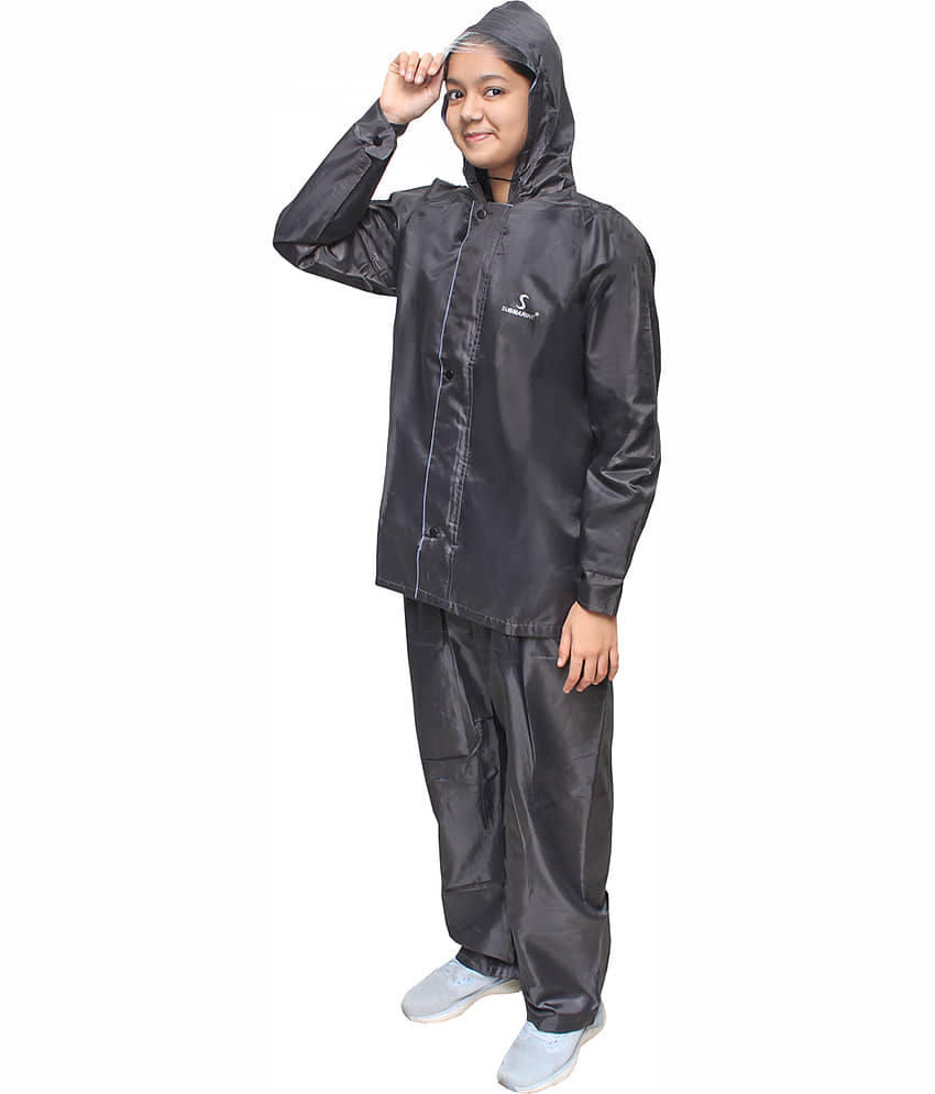 Goodluck Polyester Raincoat Set - Black view 2