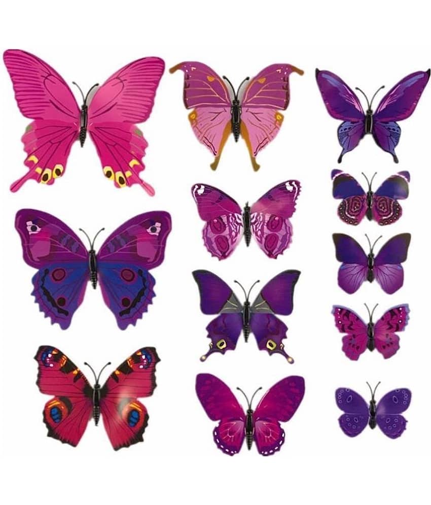 Idream Purple Butterfly Magnet Nature 3D Sticker ( 12 x 9 cms ) view 2