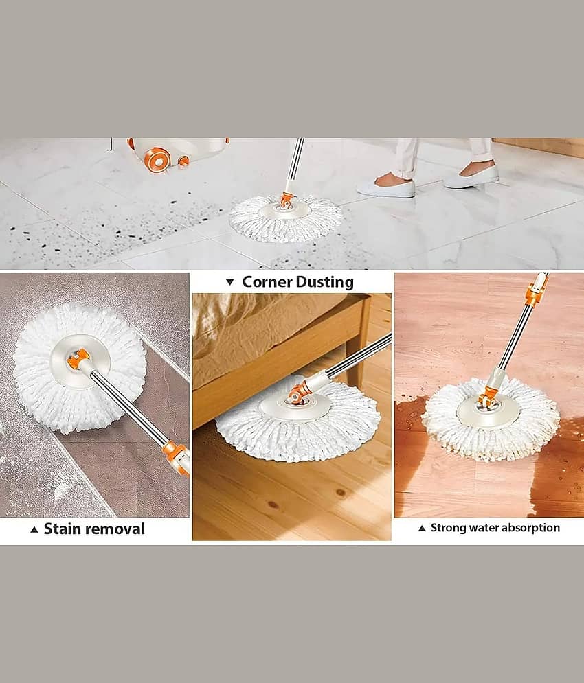 LEAVESS Polyester Microfibre Mop Head Replacement Refills |38cm Diameter | Pack of 4 | White view 2
