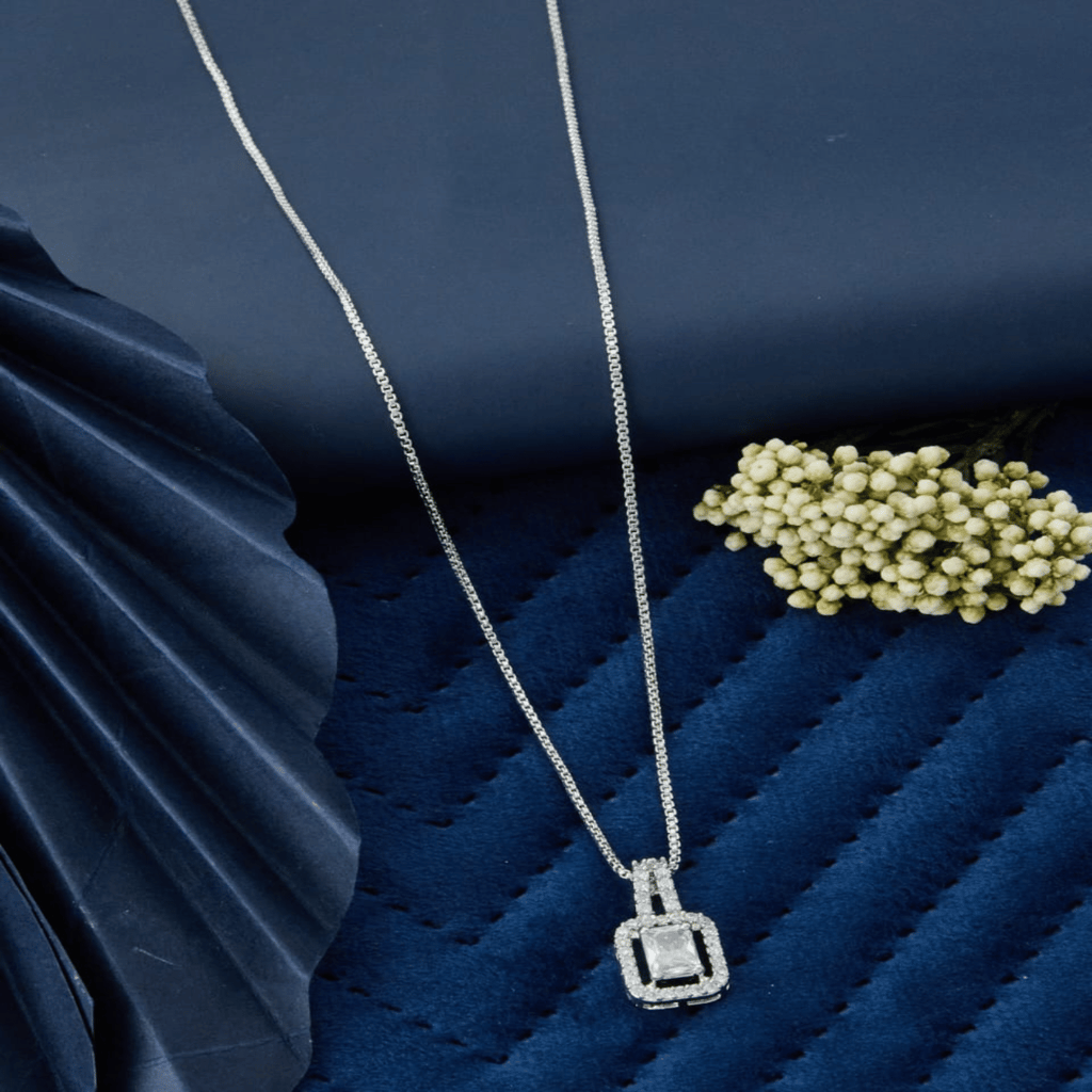 fancy Sliver A.D Chain Pendant For Girls And Women's (4) & Silver Diamond Oxidised Earrings Jhumka (9) & AD Stone Silver Free Size Finger Ring (COMBO PACK OF 2 PIC & 1 PAIRS) view 2