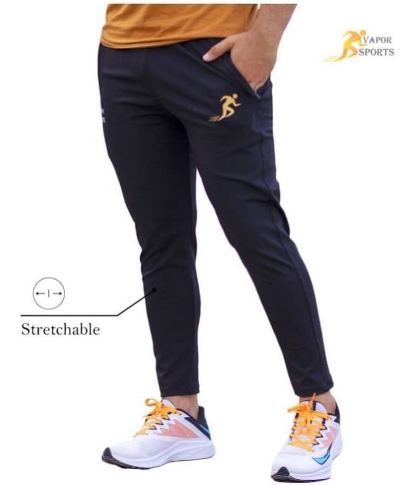 VAPOR SPORTS Black Polyester Lycra Trackpants view 2